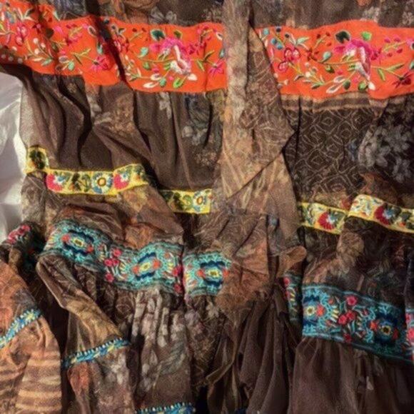 Johnny Was Wilhelmena Tiered Mesh Skirt multi colored XL - Picture 13 of 14